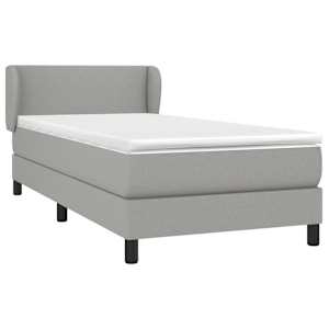 Box spring postel s matrací světle šedý 100 x 200 cm textil - obrázek 3