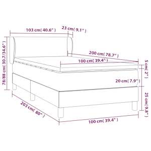 Box spring postel s matrací černá 100 x 200 cm textil - obrázek 7