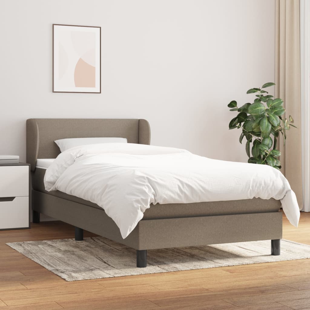 vidaXL Lit à sommier tapissier avec matelas Taupe 100x200 cm Tissu