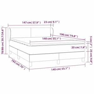 Box spring postel s matrací tmavě šedý 140 x 190 cm textil - obrázek 7