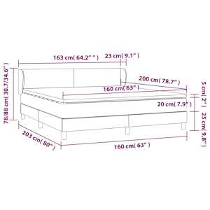 Box spring postel s matrací tmavě šedá 160x200 cm textil - obrázek 7