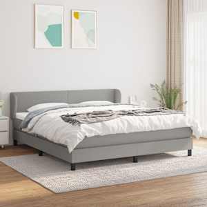Box spring postel s matrací světle šedá 180 x 200 cm textil - obrázek 1