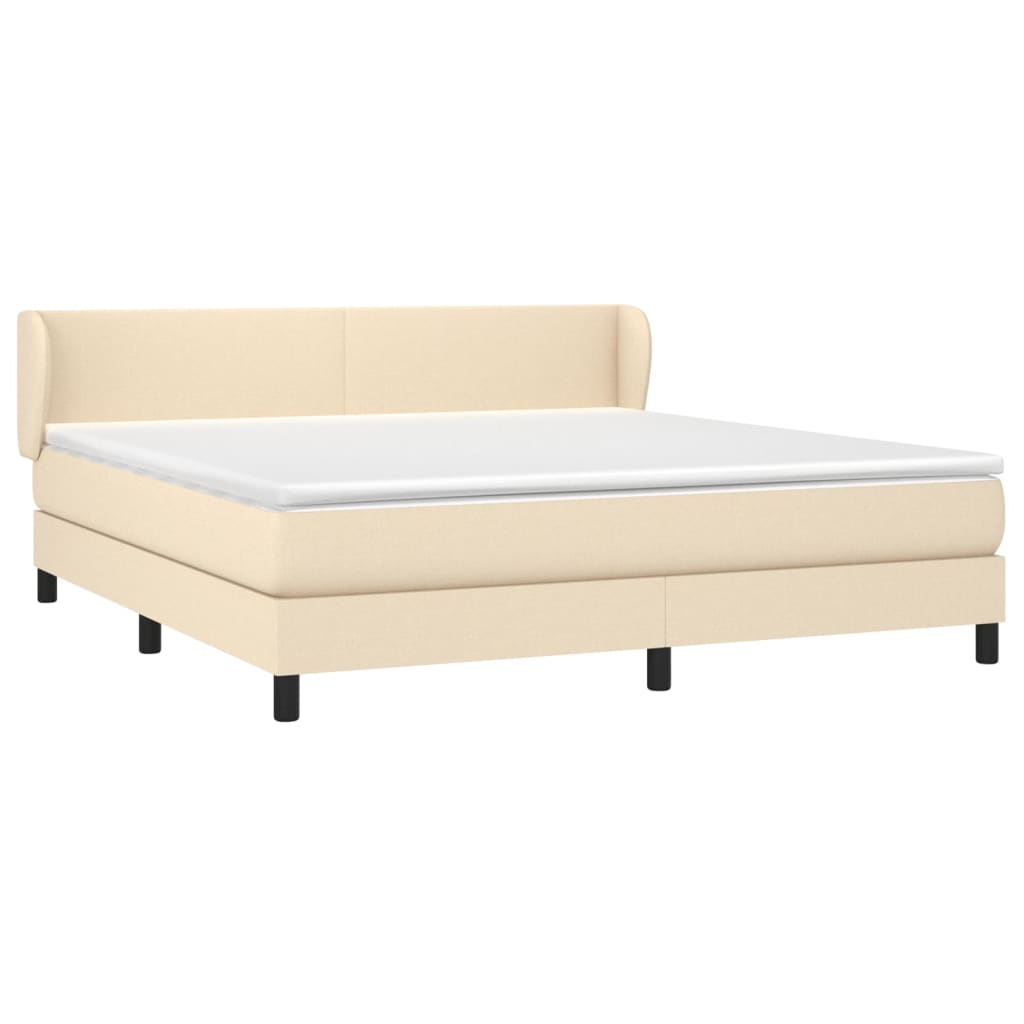 vidaXL Boxspring met matras stof crèmekleurig 180x200 cm afbeelding