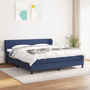 Box spring postel s matrací modrá 180x200 cm textil - obrázek 1