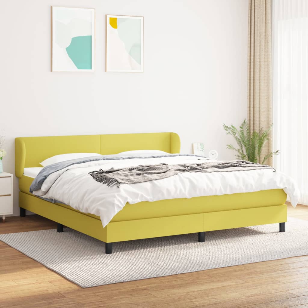 vidaXL Box spring postel s matrací zelená 180 x 200 cm textil