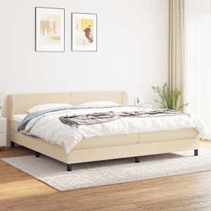 Box spring postel s matrací krémová 200x200 cm textil - obrázek 1