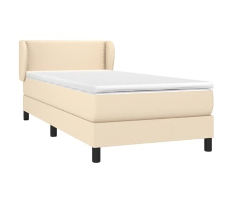 vidaXL Pat box spring cu saltea, crem, 90x190 cm, textil