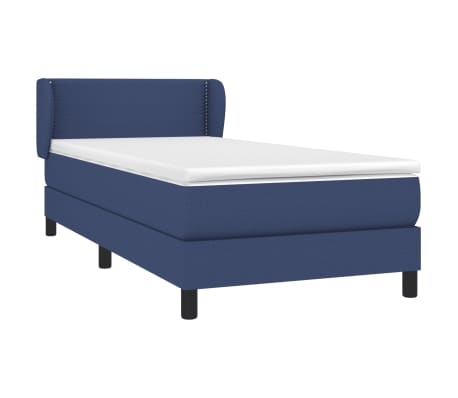 vidaXL Sommier à lattes de lit avec matelas Bleu 100x200 cm Tissu