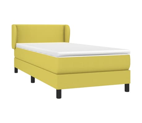 vidaXL Pat box spring cu saltea, verde, 100x200 cm, textil