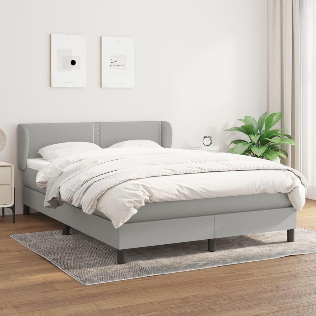 világosszürke szövet rugós ágy matraccal 140 x 190 cm
