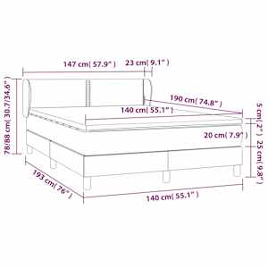Box spring postel s matrací tmavě šedý 140 x 190 cm textil - obrázek 7
