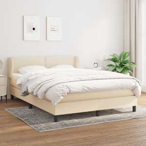 Box spring postel s matrací krémová 140x190 cm textil - obrázek 1
