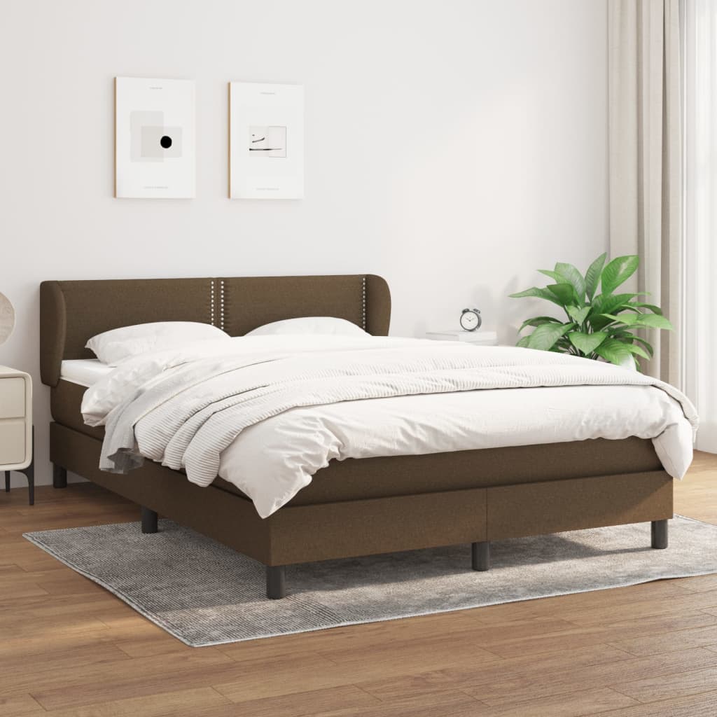 Boxspringbett mit Matratze Dunkelbraun 140×200 cm Stoff