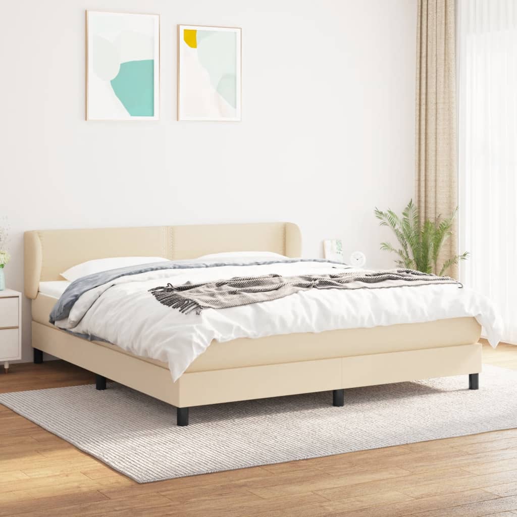 Boxspringbett mit Matratze Creme 160×200 cm Stoff