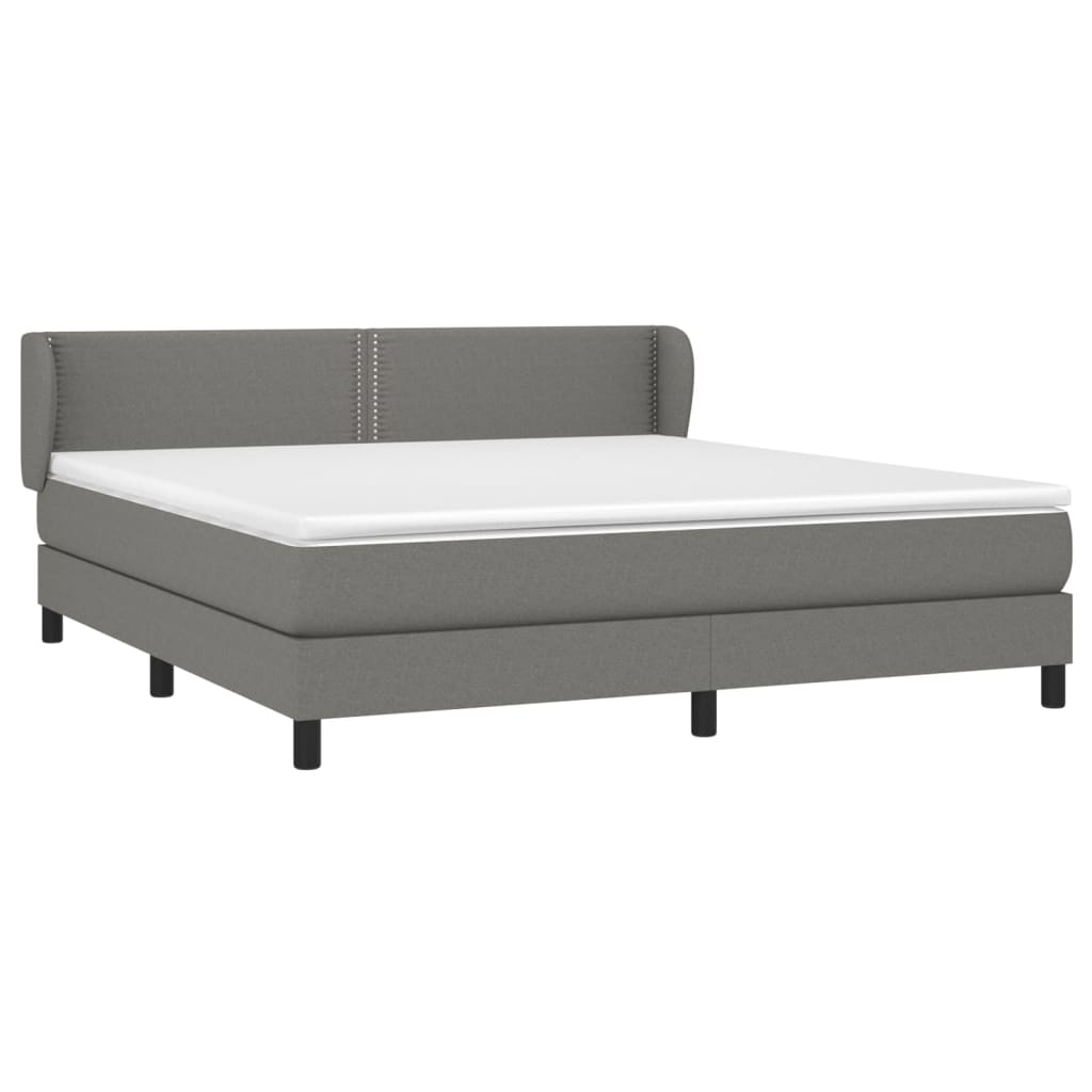 vidaXL Boxspring met matras stof donkergrijs 180x200 cm afbeelding