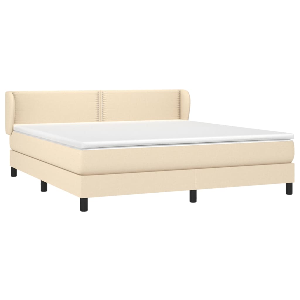vidaXL Boxspring met matras stof crèmekleurig 180x200 cm afbeelding