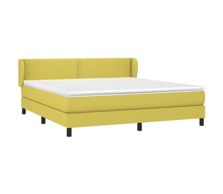 vidaXL Lova su spyruoklėmis ir čiužiniu, žalia, 180x200 cm, audinys