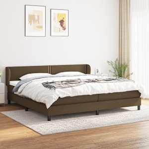 Box spring postel s matrací tmavě hnědá 200x200 cm textil - obrázek 1