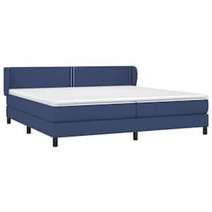 Box spring postel s matrací modrá 200x200 cm textil - obrázek 3