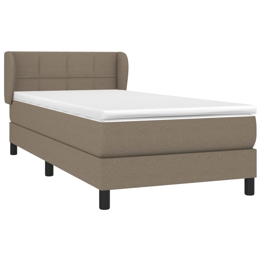 vidaXL Box spring postelja z vzmetnico taupe 90x190 cm blago