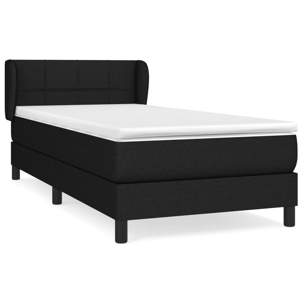 vidaXL Box spring postel s matrací černá 90x200 cm textil