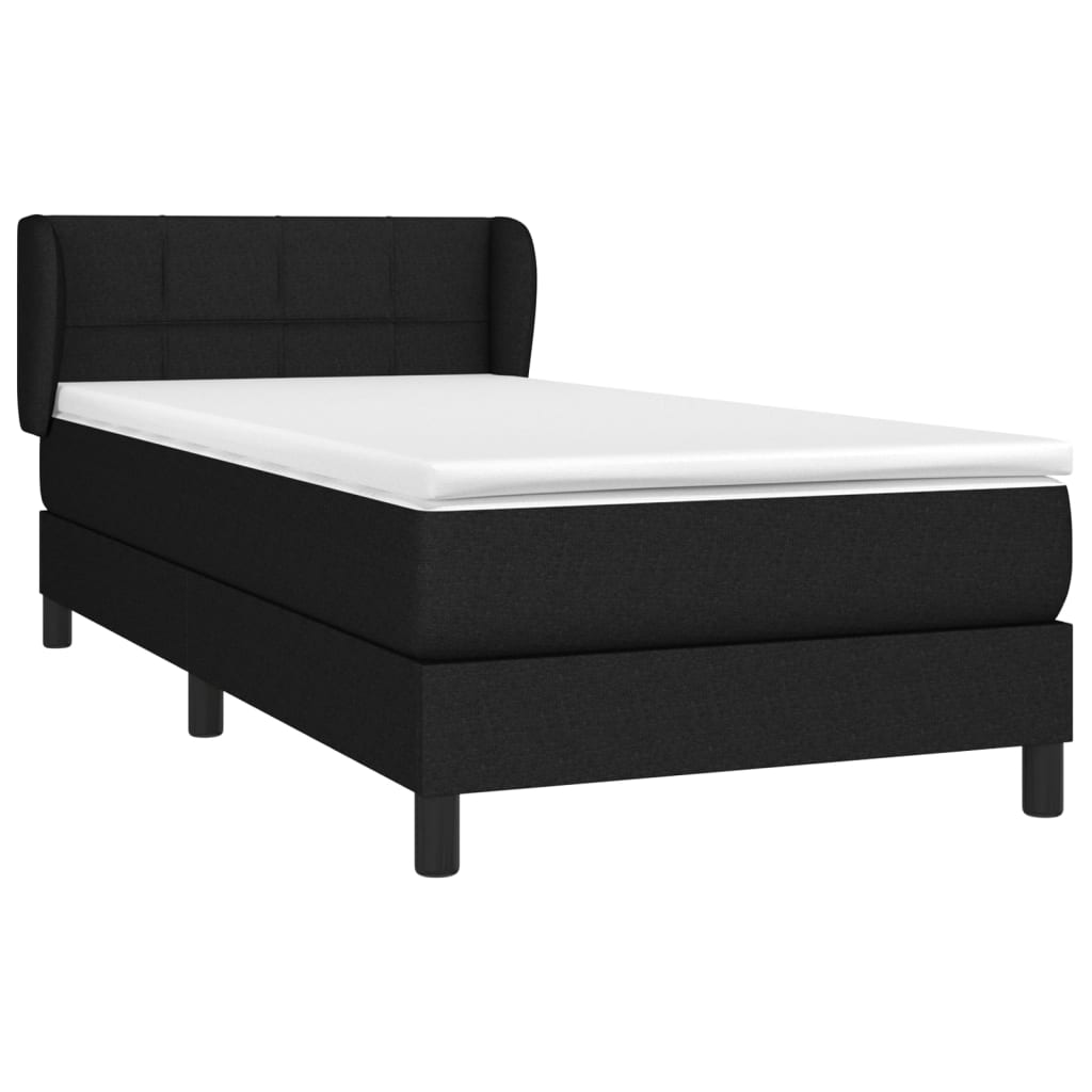 vidaXL Boxspring met matras stof zwart 90x200 cm afbeelding
