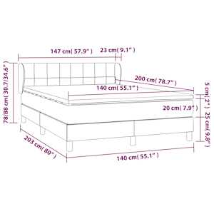 Box spring postel s matrací tmavě šedá 140x200 cm textil - obrázek 7