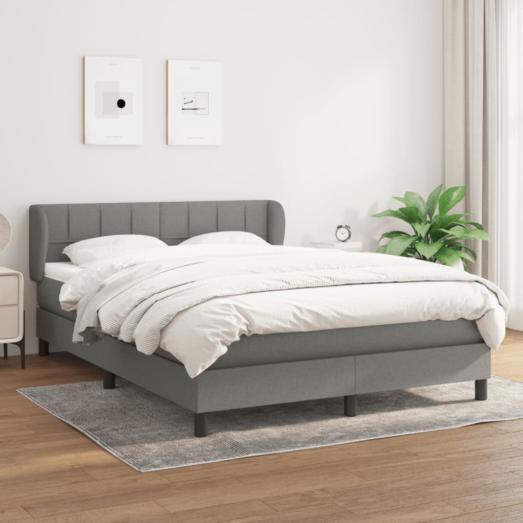 Estructura de cama industrial y Colchón, Cama para adulto,Cama box spring  con colchón tela gris oscuro 140x200 cm -58480