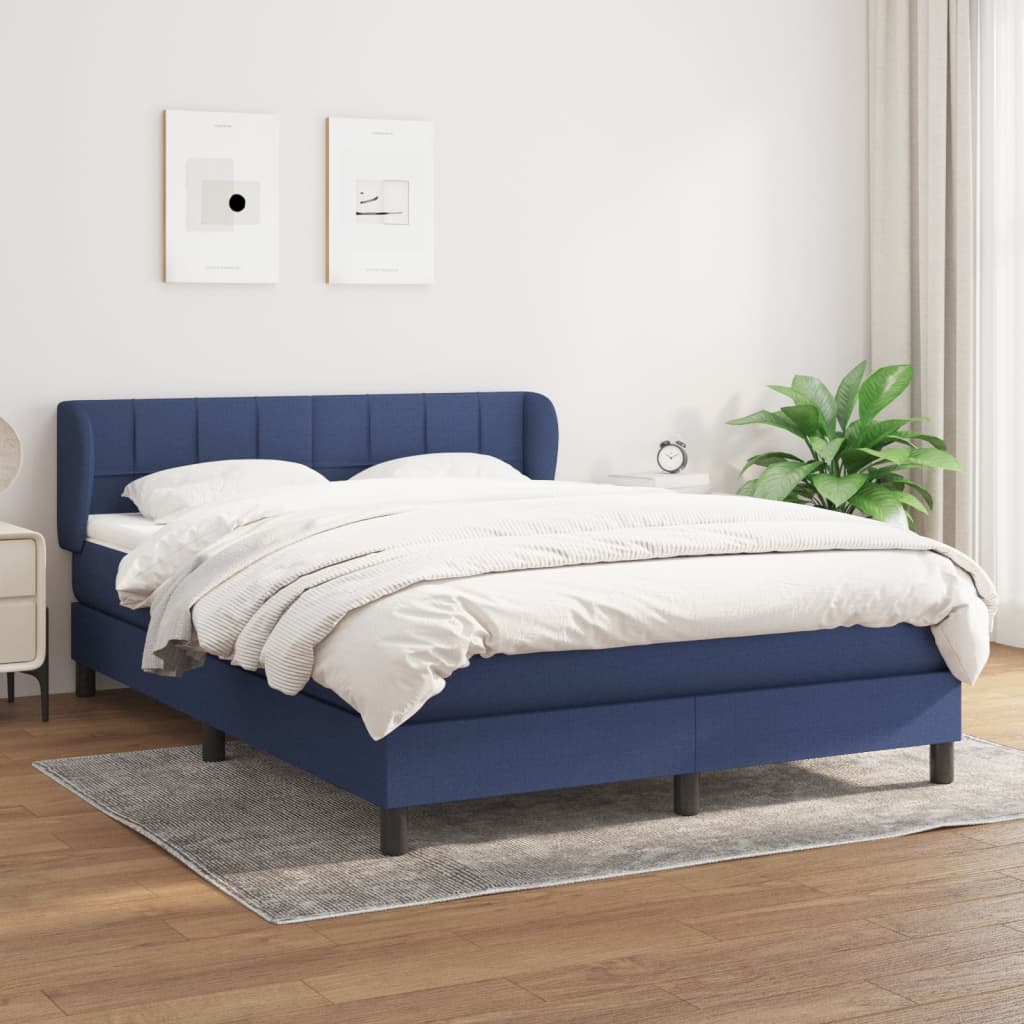 Boxspringbett mit Matratze Blau 140×200 cm Stoff