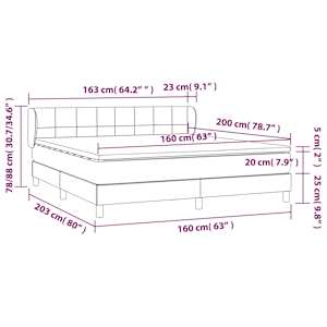 Box spring postel s matrací tmavě hnědá 160x200 cm textil - obrázek 7