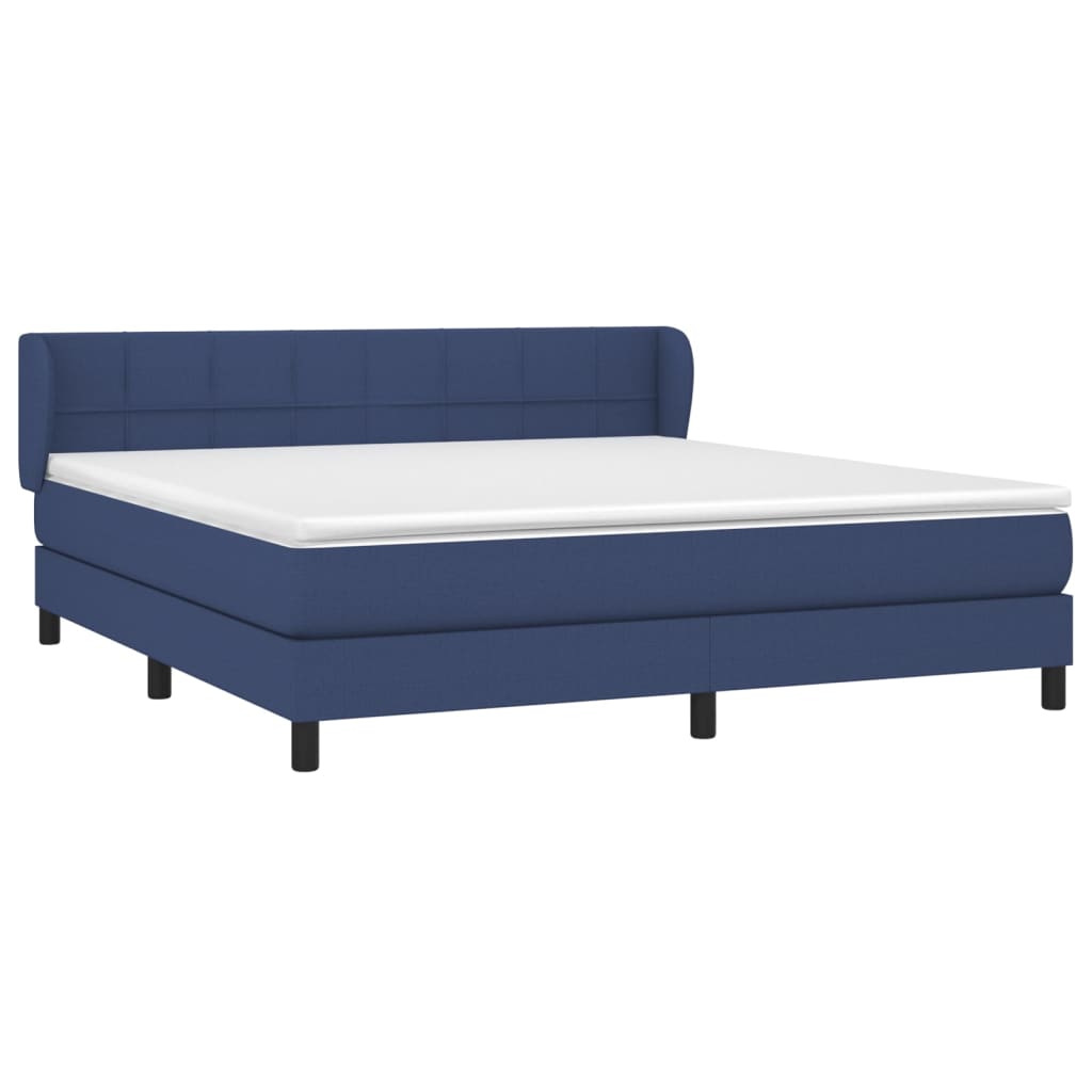 vidaXL Boxspring met matras stof blauw 180x200 cm afbeelding
