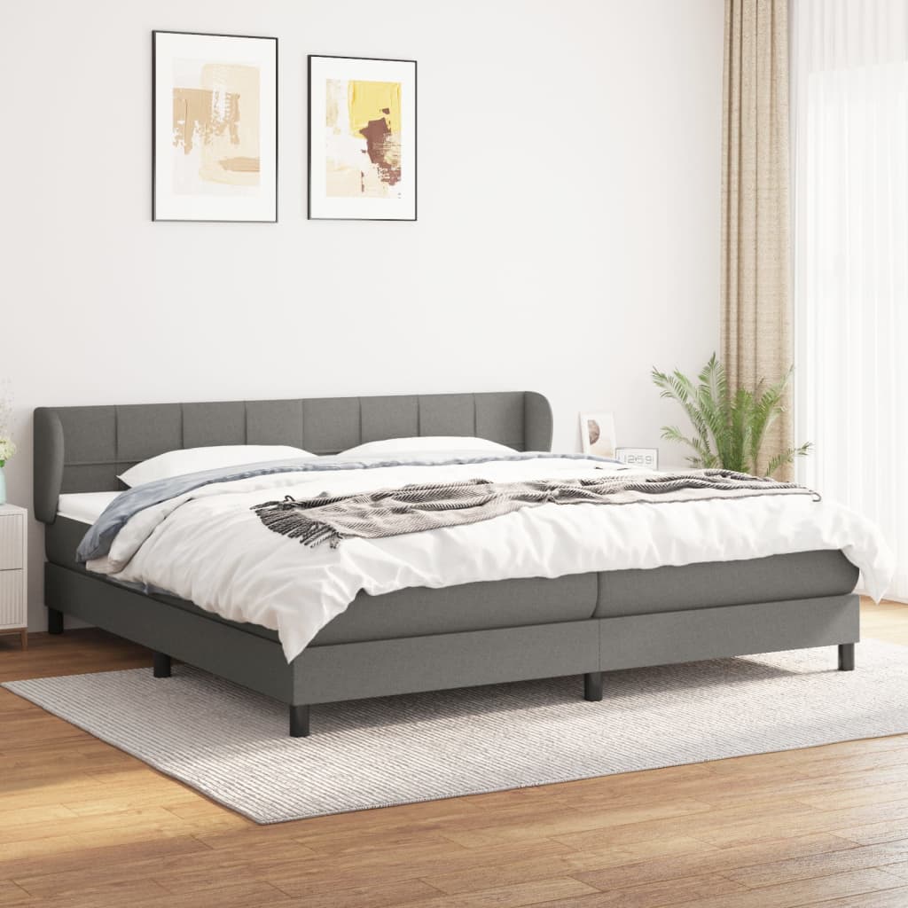 Box spring postel s matrací tmavě šedá 200x200 cm textil