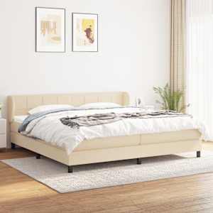 Box spring postel s matrací krémová 200x200 cm textil - obrázek 1