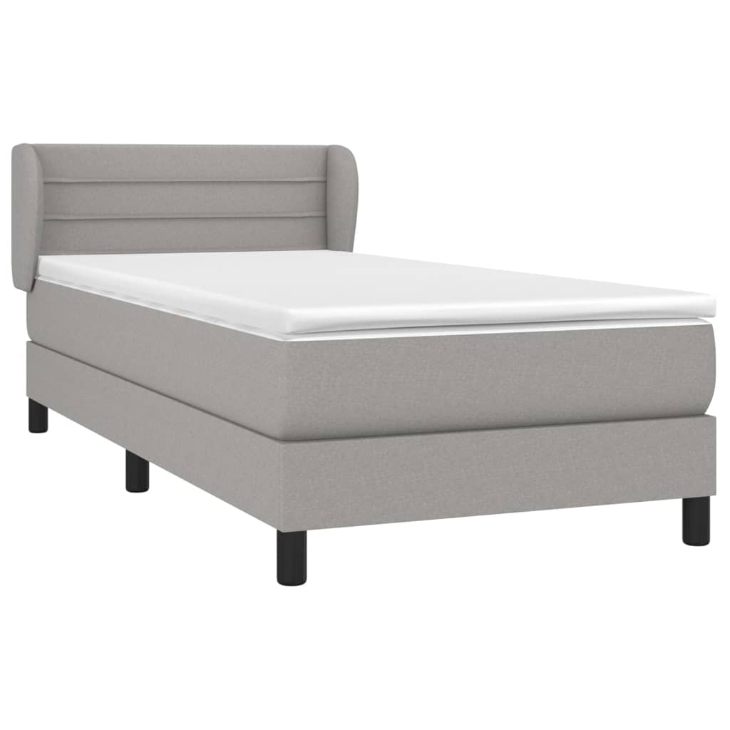 vidaXL Boxspring met matras stof lichtgrijs 90x200 cm afbeelding