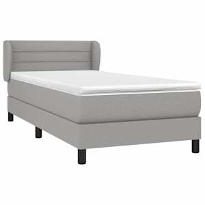 Box spring postel s matrací světle šedý 100 x 200 cm textil - obrázek 3