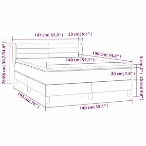 Box spring postel s matrací tmavě šedý 140 x 190 cm textil - obrázek 7