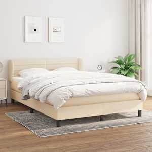 Box spring postel s matrací krémová 140x190 cm textil - obrázek 1