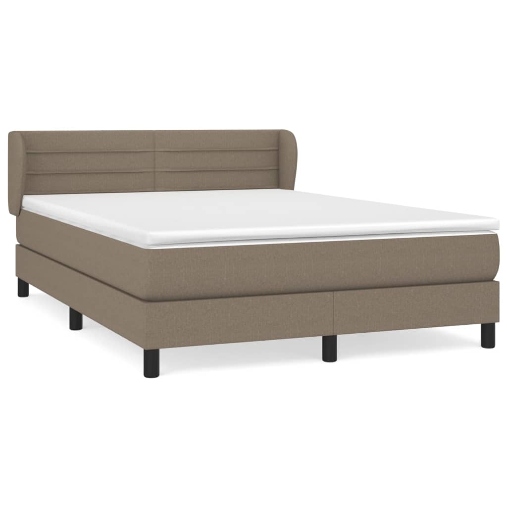 vidaXL Box spring postelja z vzmetnico taupe 140x200 cm blago