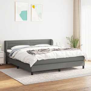 Box spring postel s matrací tmavě šedá 160x200 cm textil - obrázek 1