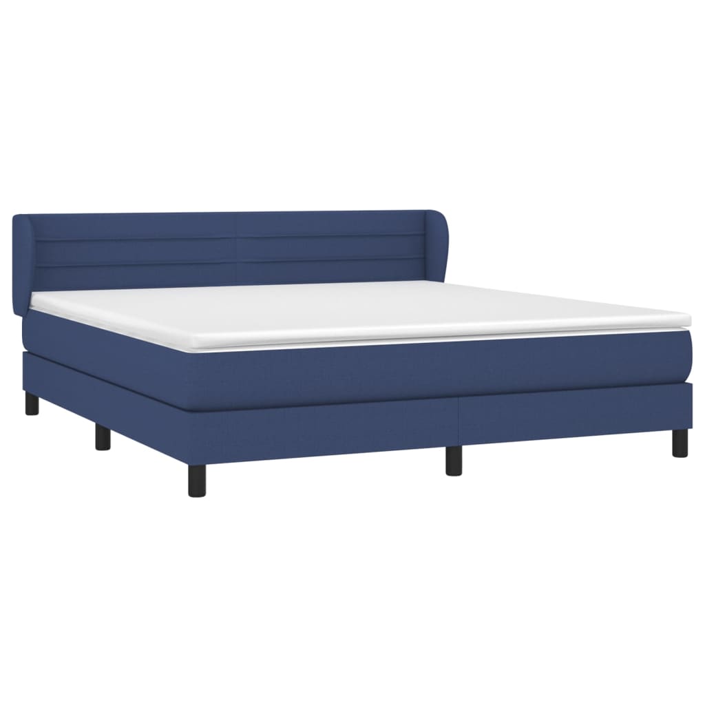 vidaXL Boxspring met matras stof blauw 180x200 cm afbeelding