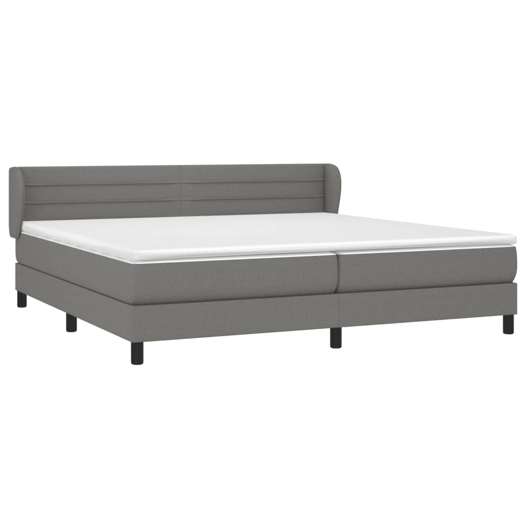 vidaXL Boxspring met matras stof donkergrijs 200x200 cm afbeelding