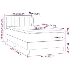 Box spring postel s matrací taupe 80x200 cm textil - obrázek 7