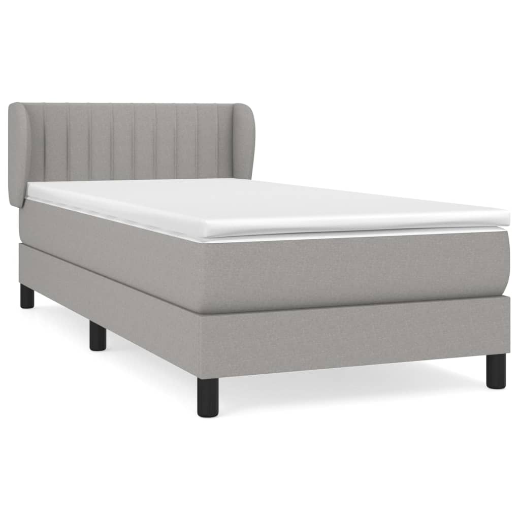vidaXL Box spring postel s matrací světle šedá 90x190 cm textil