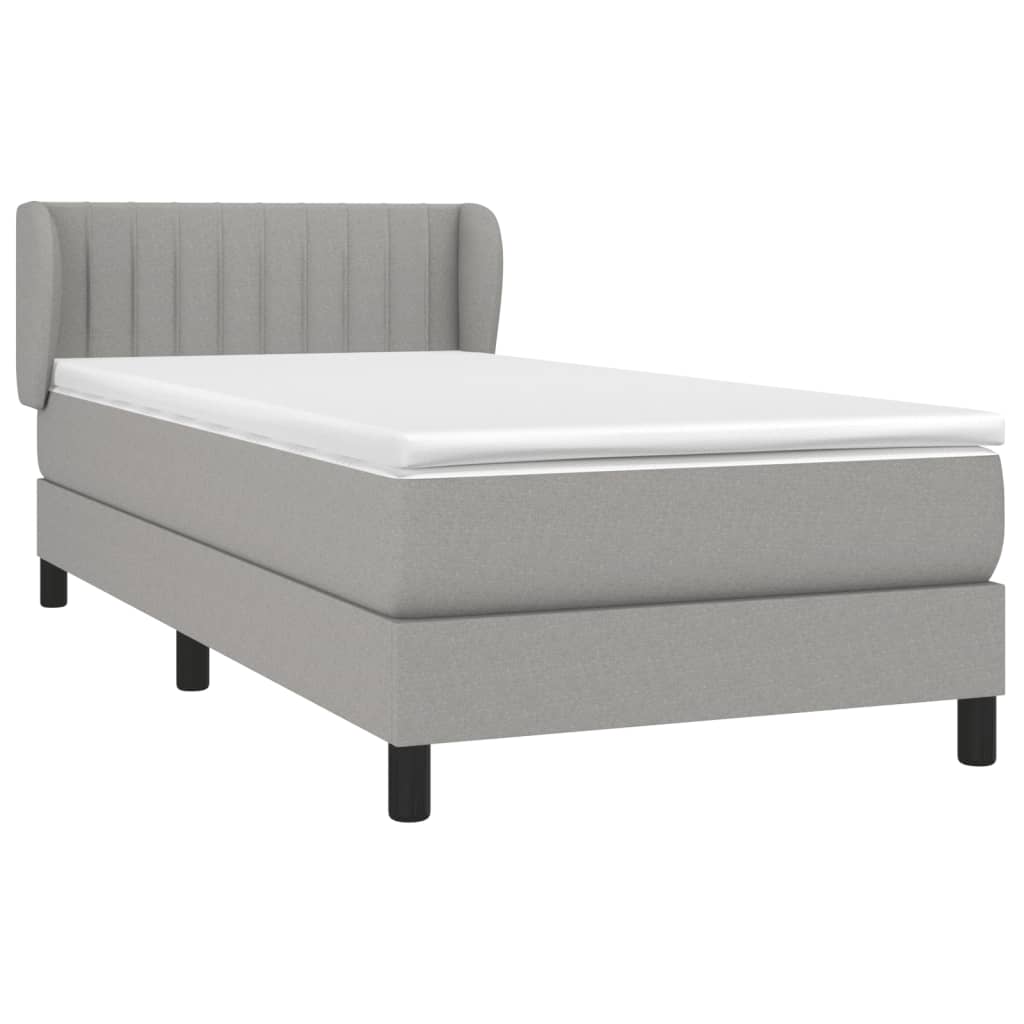 vidaXL Boxspring met matras stof lichtgrijs 90x190 cm afbeelding