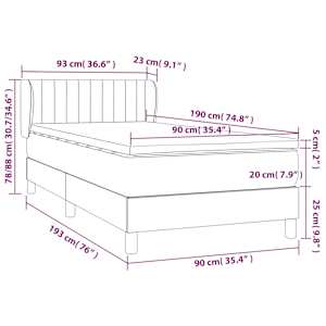 Box spring postel s matrací tmavě hnědá 90x190 cm textil - obrázek 7