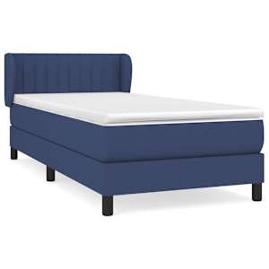 Box spring postel s matrací modrá 90x190 cm textil - obrázek 2