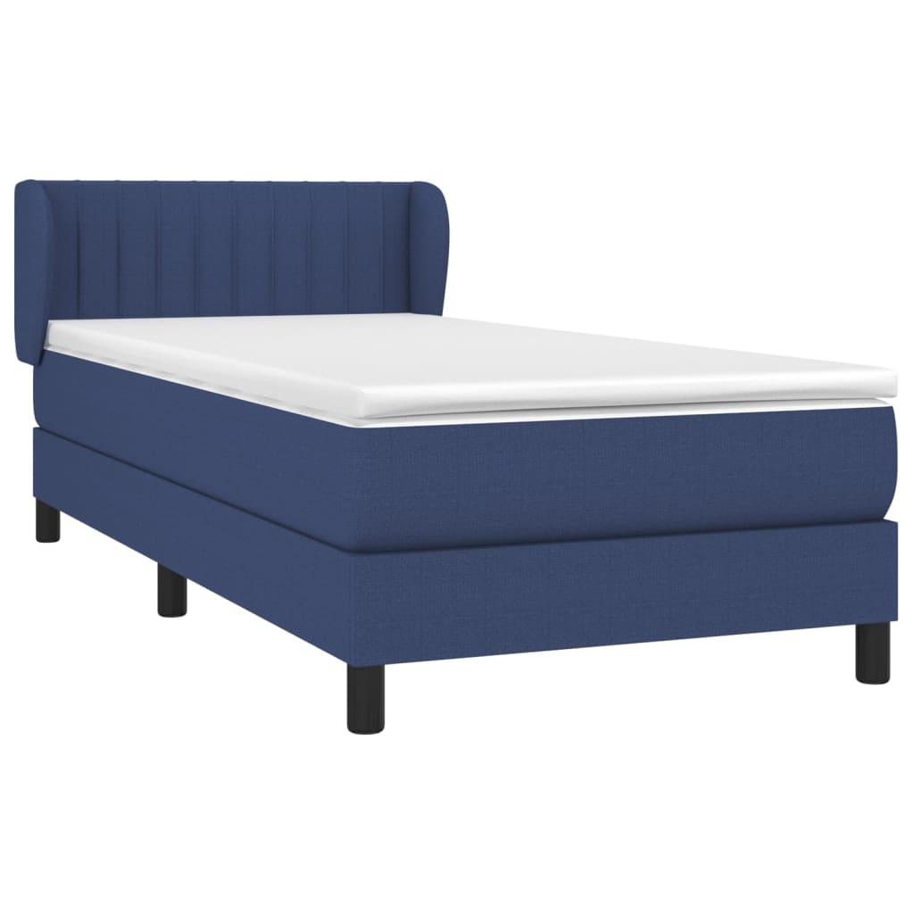 vidaXL Boxspring met matras stof blauw 90x190 cm afbeelding