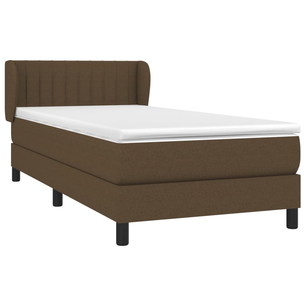 vidaXL Boxspring met matras stof donkerbruin 90x200 cm afbeelding
