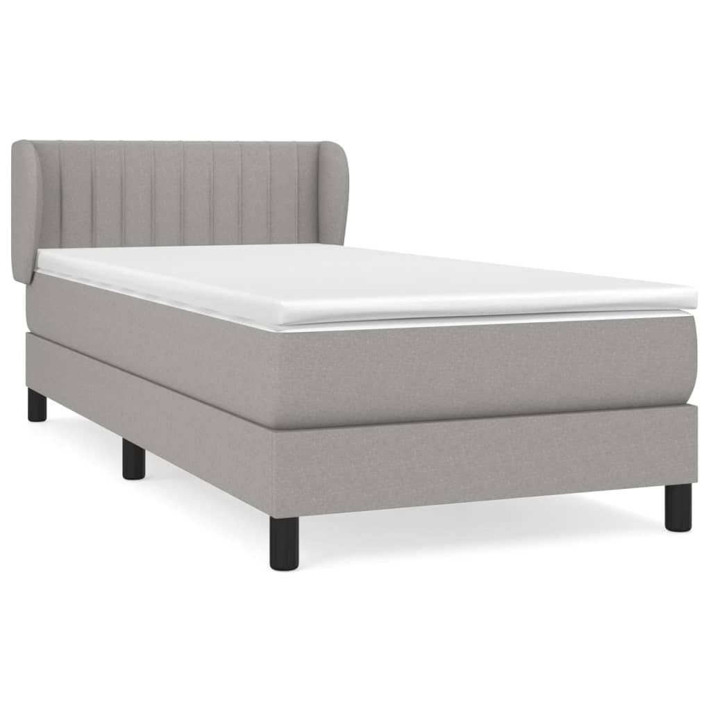 vidaXL Box spring postelja z vzmetnico svetlo siv 100x200 cm blago