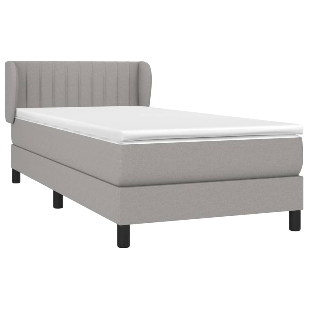 vidaXL Boxspring met matras stof lichtgrijs 100x200 cm afbeelding